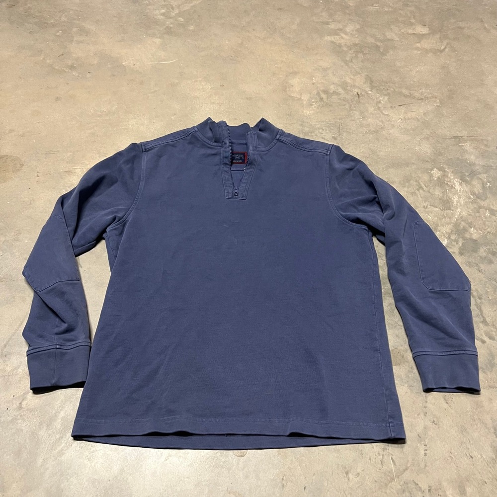 UNTUCKit Wolfred Mens Large Navy Blue 100% Cotton Quarter Zip Pullover Sweater